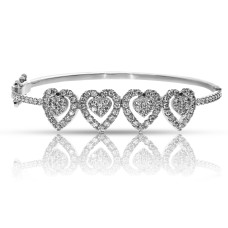 1.50 Carat Diamond Bangle Bracelet 4 Hearts
