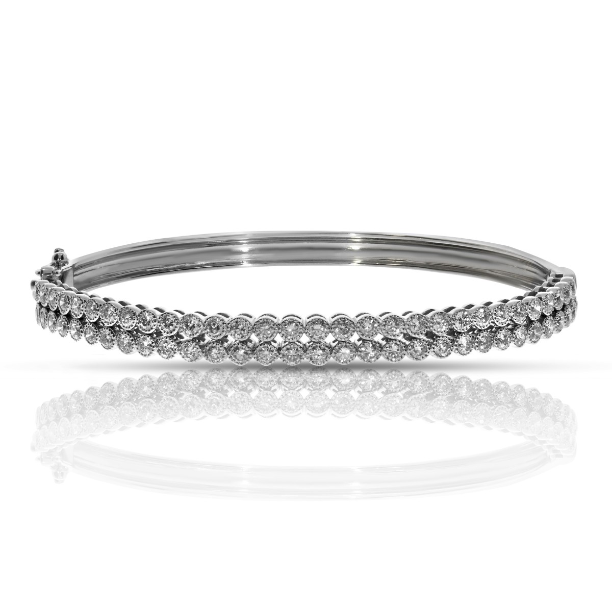 2.70 Carat Diamond Bangle Bracelet Floral Dual Line