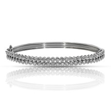 2.70 Carat Diamond Bangle Bracelet Floral Dual Line