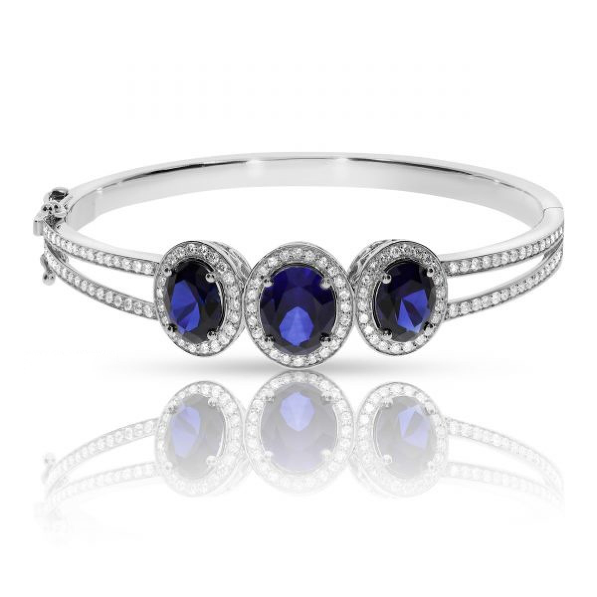 8.50 Carat Sapphire & Diamond Bangle Bracelet Diadem