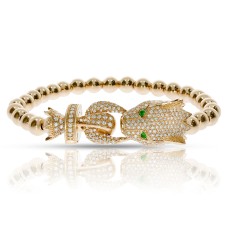 1.50 Carat Diamond Men's Bracelet Panther Emerald Eyes