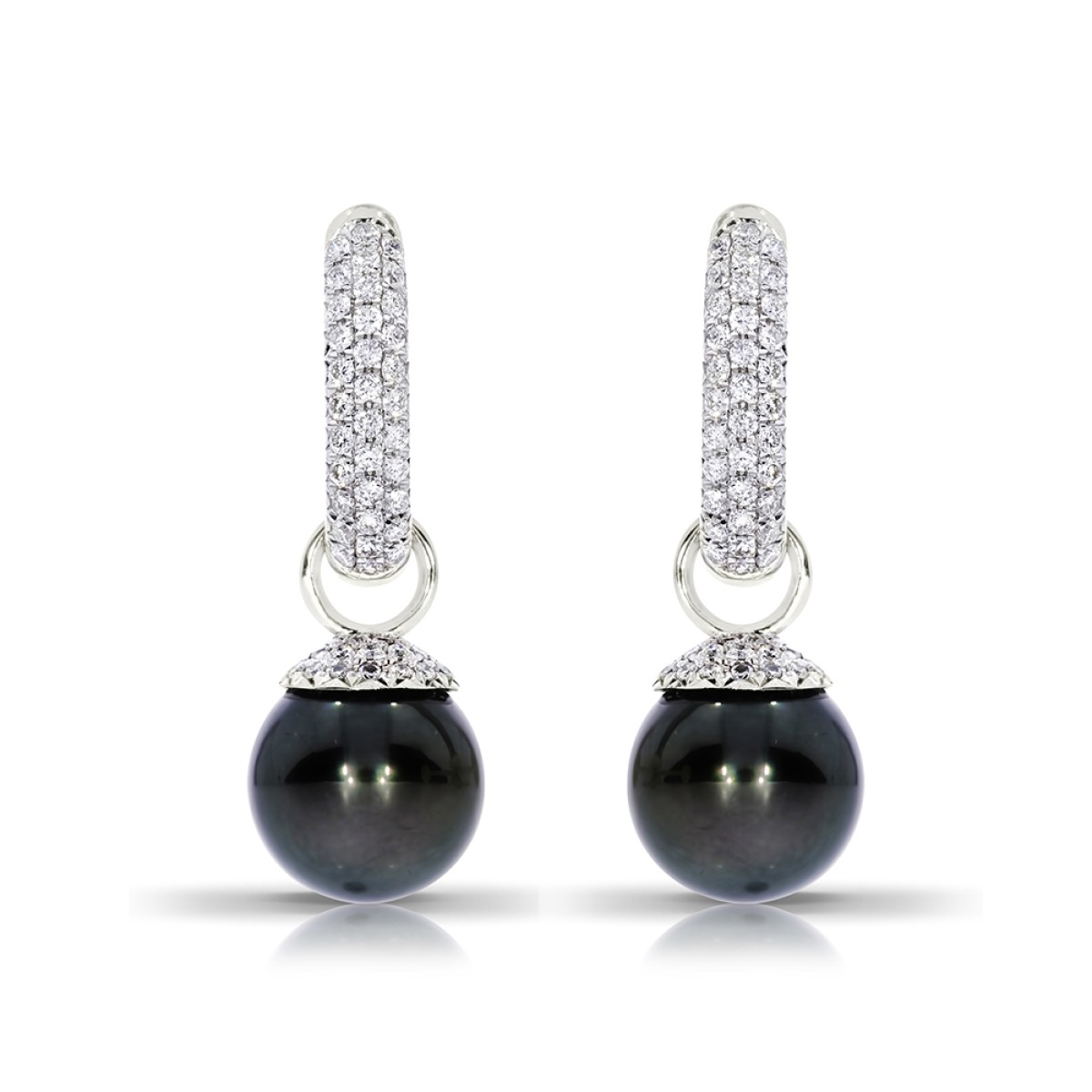 0.90 Carat Diamond Huggie Drop Earrings Pearl Of Love