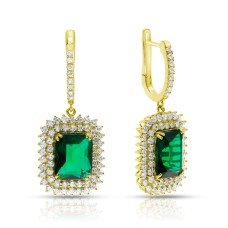 11 Carat Emerald & Diamond Drop Earrings Greenish Sunbeam