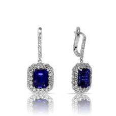 10 Carat Sapphire & Diamond Drop Earrings Blue Frost