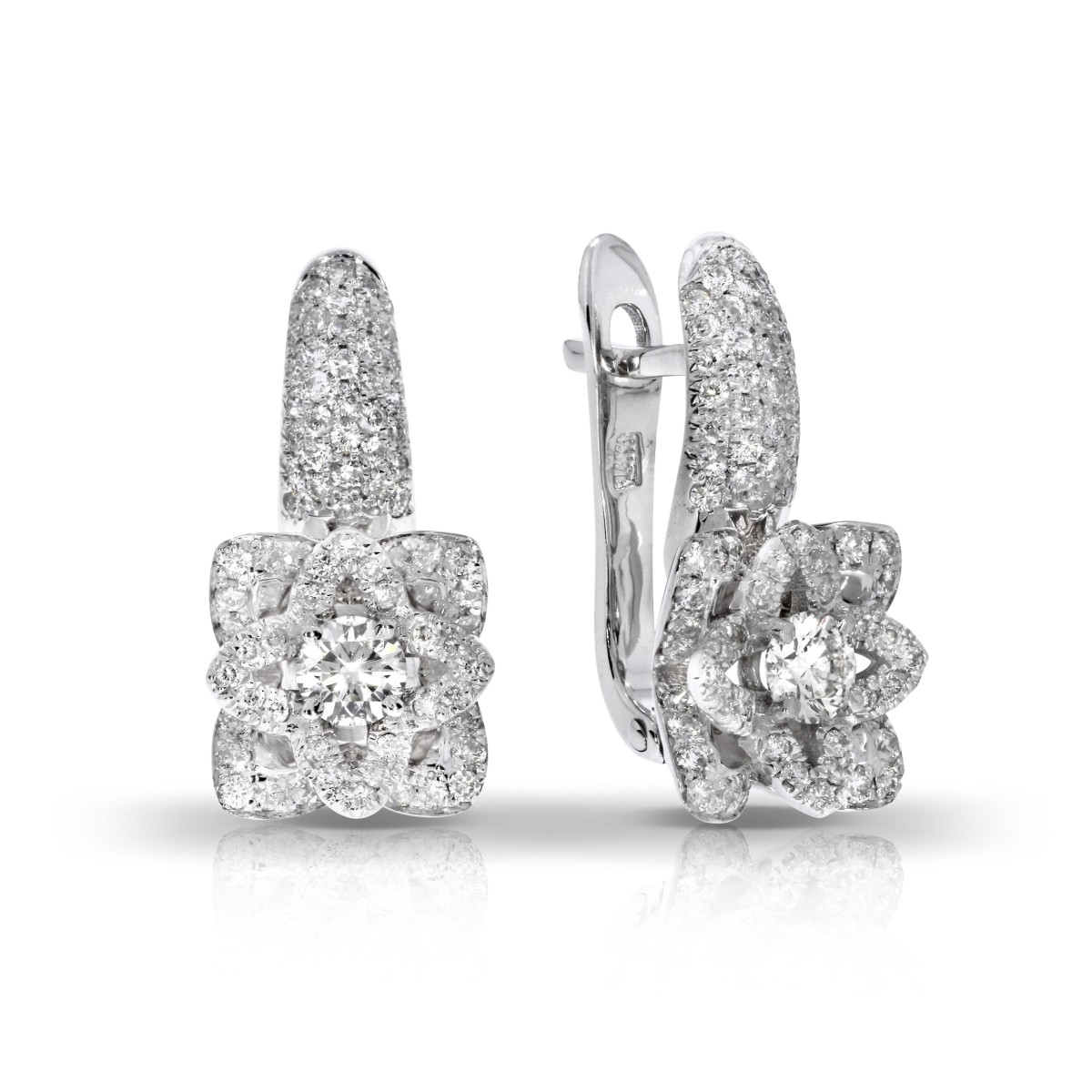 1.20 Carat Diamond Huggie Earrings Exquisite Flower