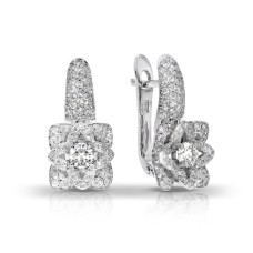 1.20 Carat Diamond Huggie Earrings Exquisite Flower