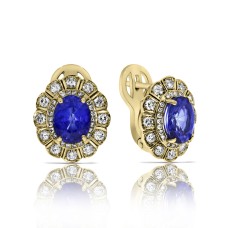 6 Carat Sapphire & Diamond Huggie Earrings Sea Peony