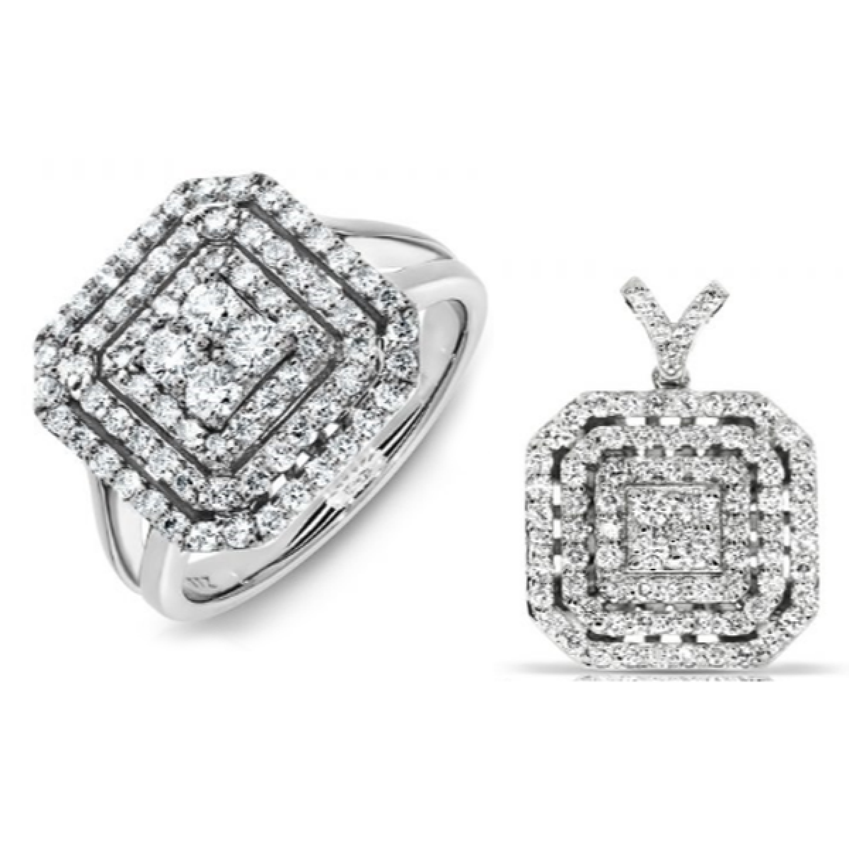 Victorian Diamond Jewelry Set Of White Gold Titania