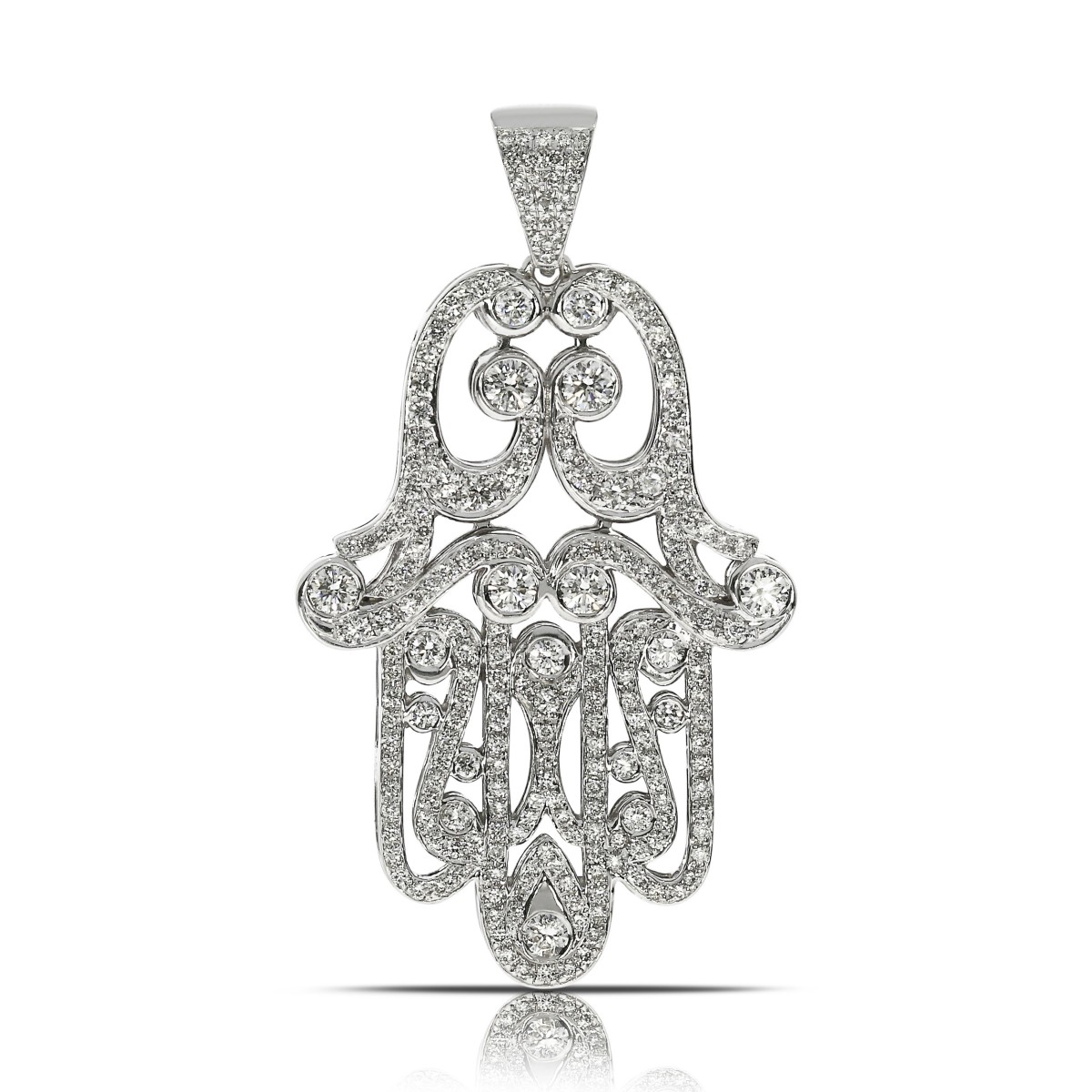 1.60 Carat Diamond Hamsa Pendant Miriam Hand
