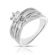 1.10 Carat Diamond Sidestone Ring Wave Vibrations