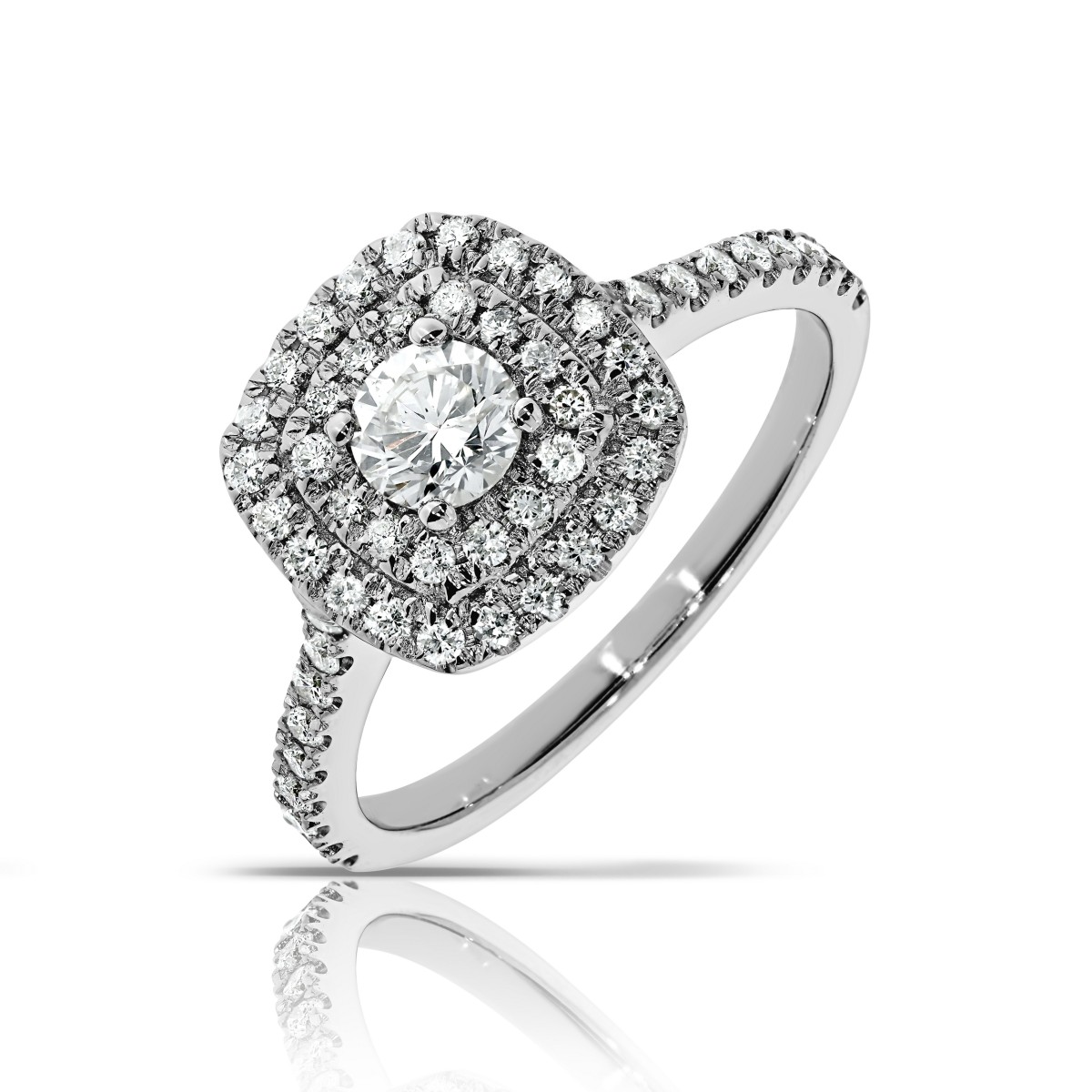 0.70 Carat Diamond Vintage Halo Ring Podium