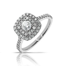0.70 Carat Diamond Vintage Halo Ring Podium
