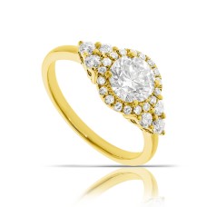 1.40 Carat Diamond Vintage Halo Ring Fashion Icon
