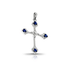 Sapphire & Diamond Pendant Rhombus Cross