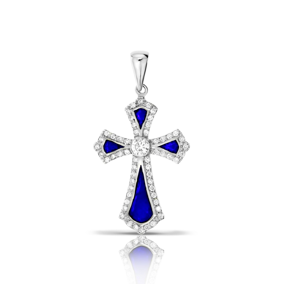 0.72 Carat Diamond Cross Pendant Blue Moon