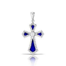 0.72 Carat Diamond Cross Pendant Blue Moon