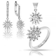 Diamond Jewelry Set Of White Gold Snowdrop