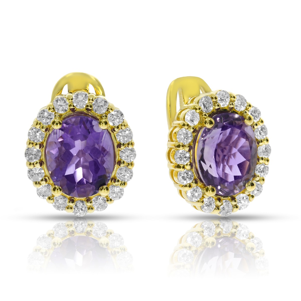 8.30 Carat Emeralds Amethyst & Diamond Drop Earrings Amber