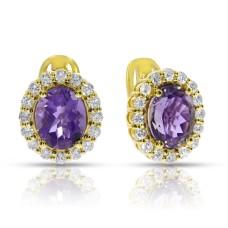 8.30 Carat Emeralds Amethyst & Diamond Drop Earrings Amber