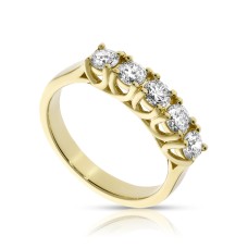 1.20 Carat Diamond Five-Stone Ring Gold Flame