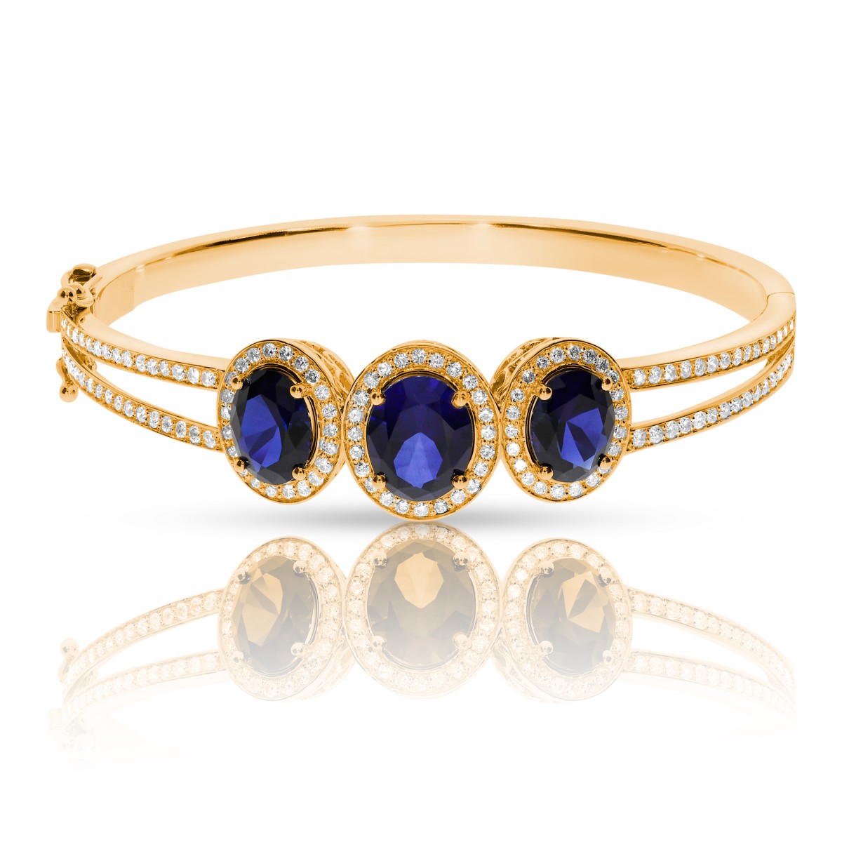 8.50 Carat Sapphire & Diamond Bangle Bracelet Diadem