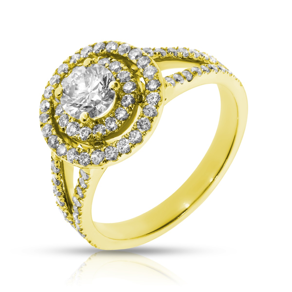 1.40 Carat Diamond Vintage Halo Ring Amazing Sunshine