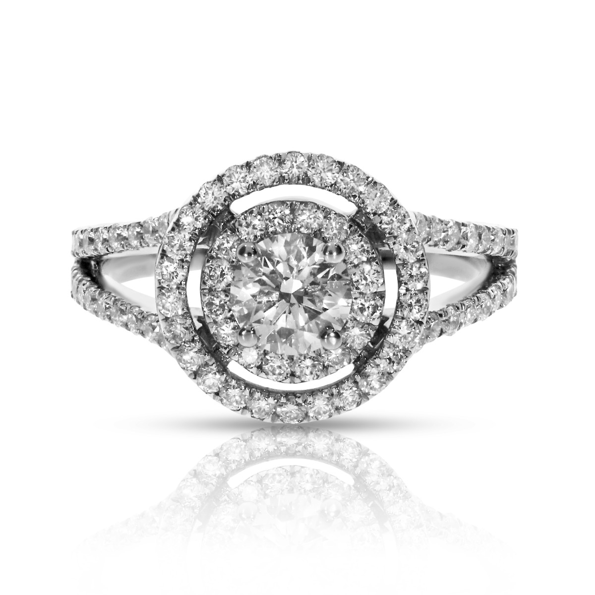 1.40 Carat Diamond Vintage Halo Ring Amazing Sunshine