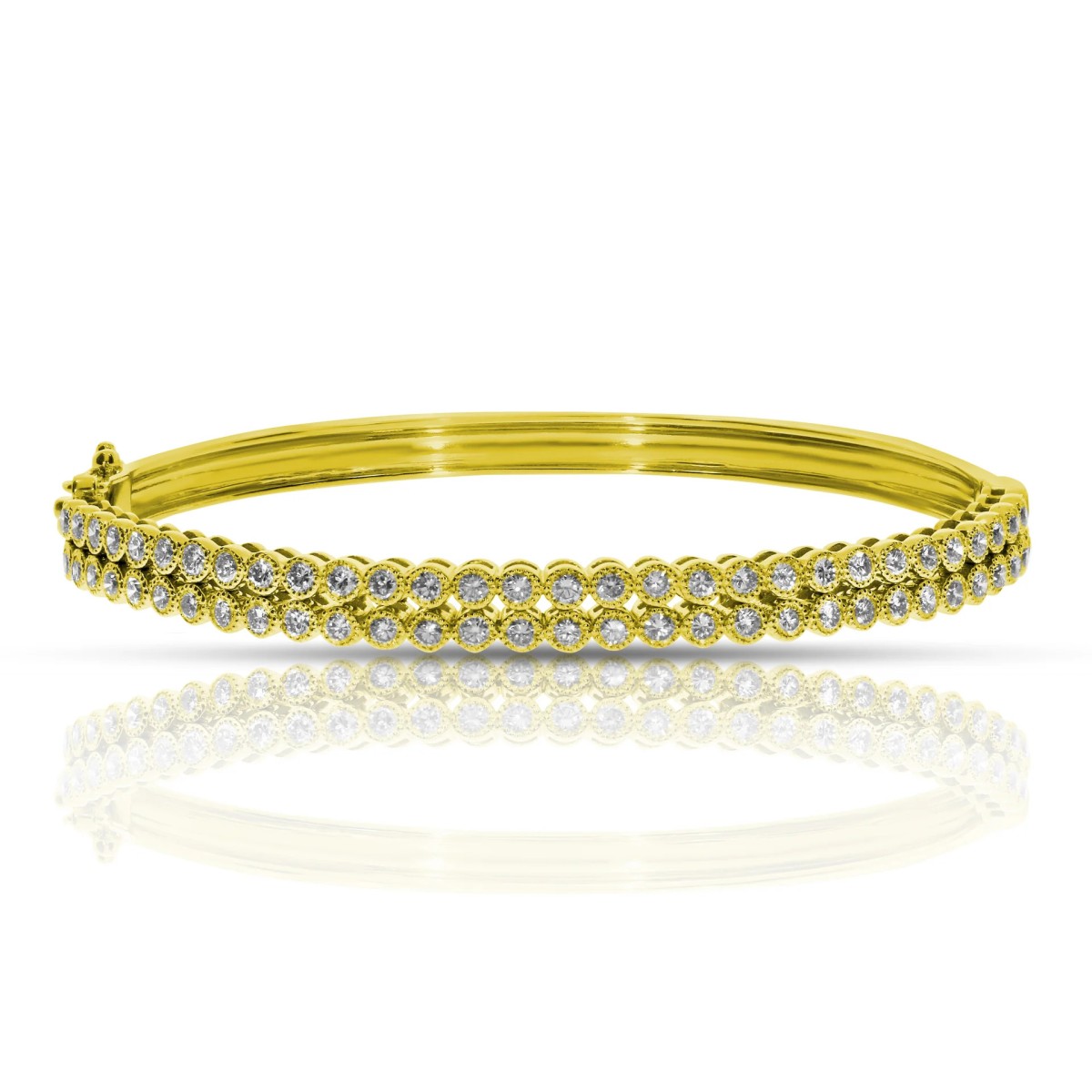 2.70 Carat Diamond Bangle Bracelet Floral Dual Line