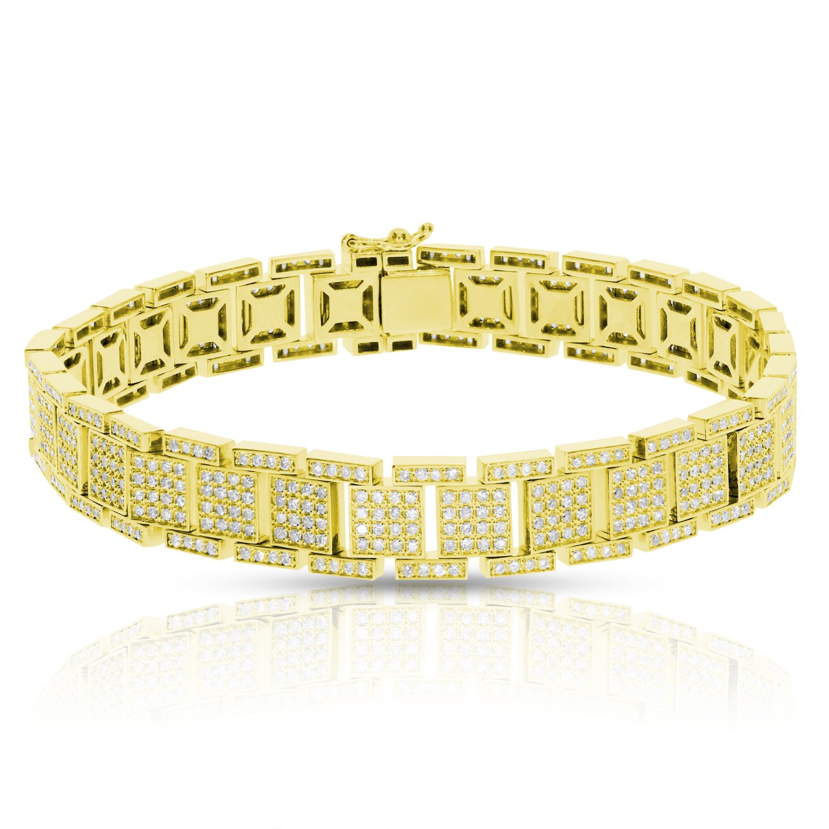 4 Carat Diamond Men's Bracelet Square Link