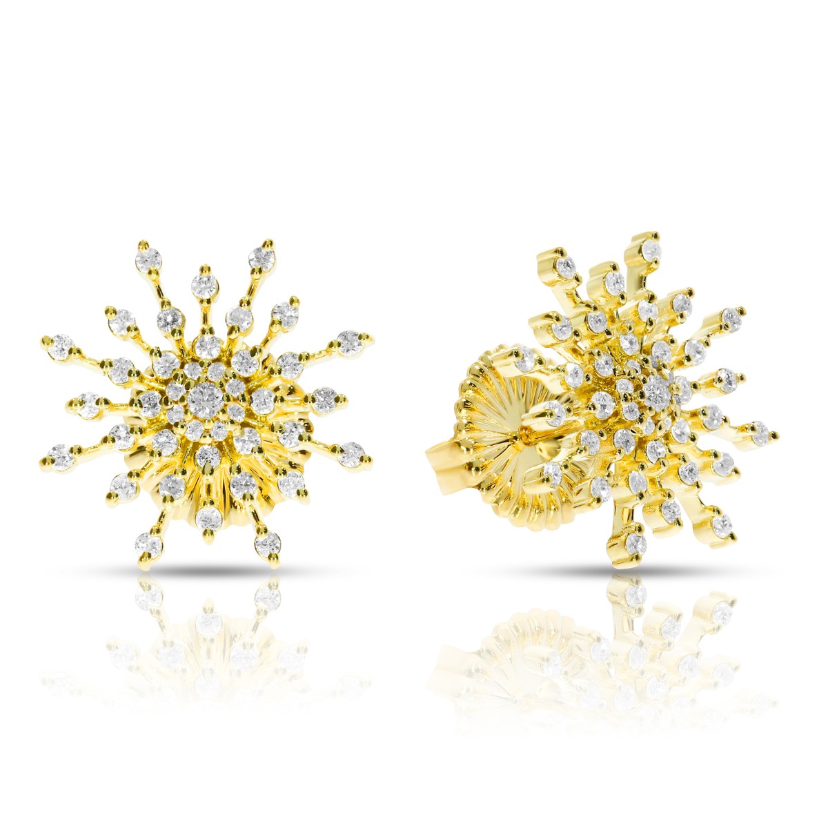 0.80 Carat Diamond Stud Earrings Snowflakes
