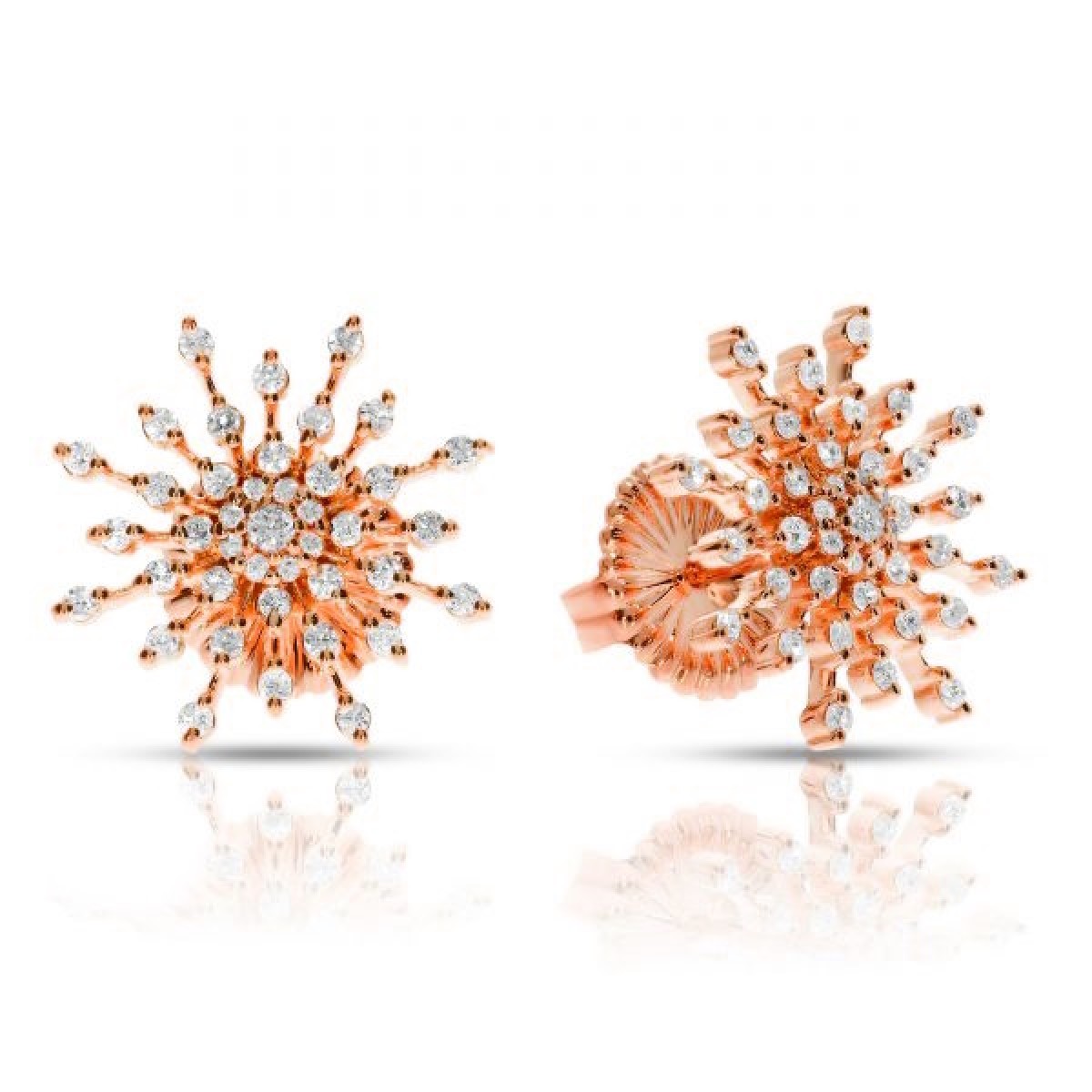 0.80 Carat Diamond Stud Earrings Snowflakes