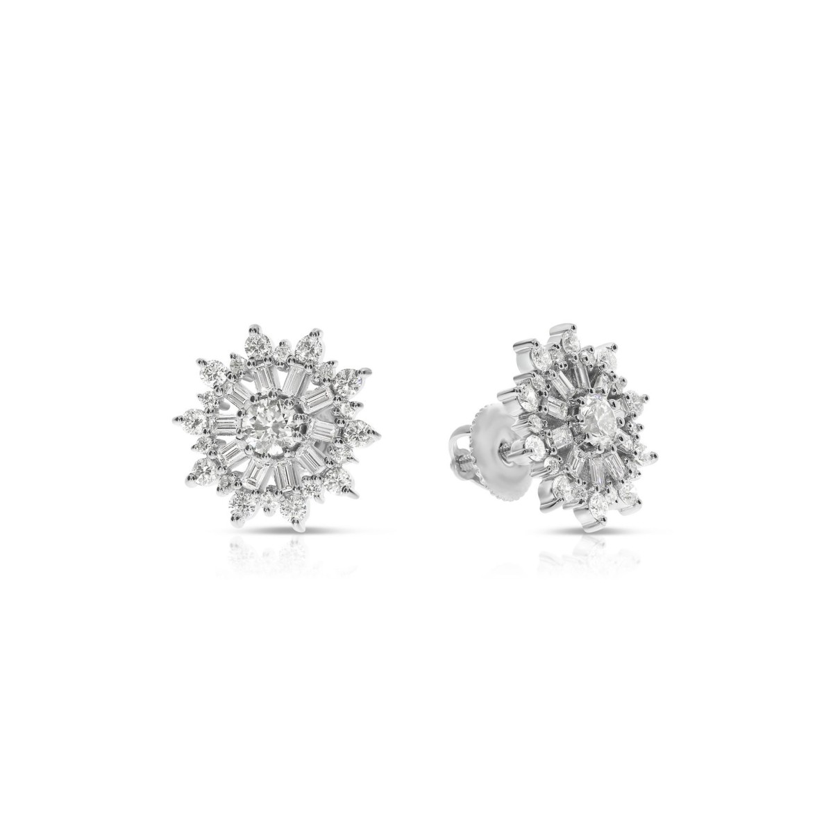 1.20 Carat Diamond Stud Earrings Snowflake