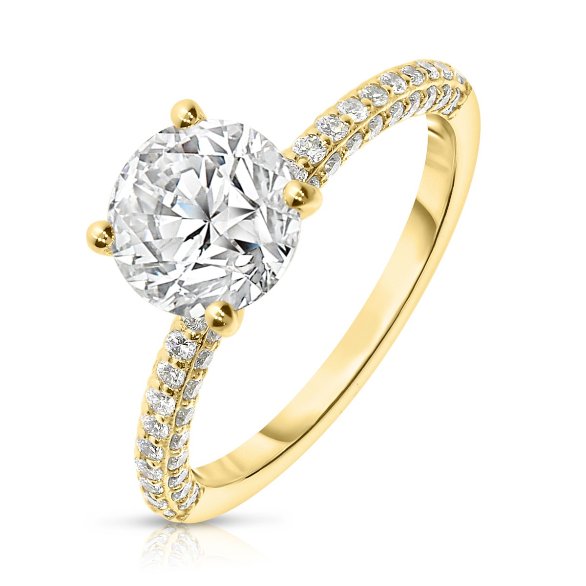 2.50 Carat Diamond Sidestone Ring Camellia