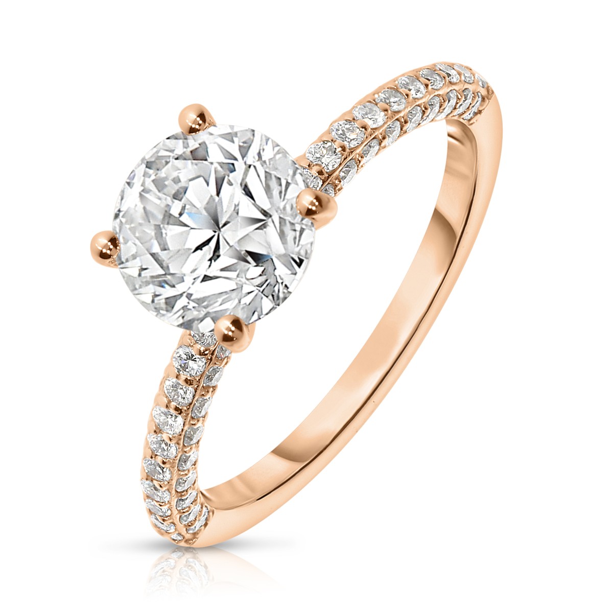 2.50 Carat Diamond Sidestone Ring Camellia