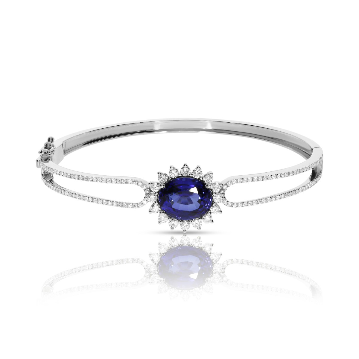 8.50 Carat Sapphire & Diamond Bangle Bracelet Antique Blue