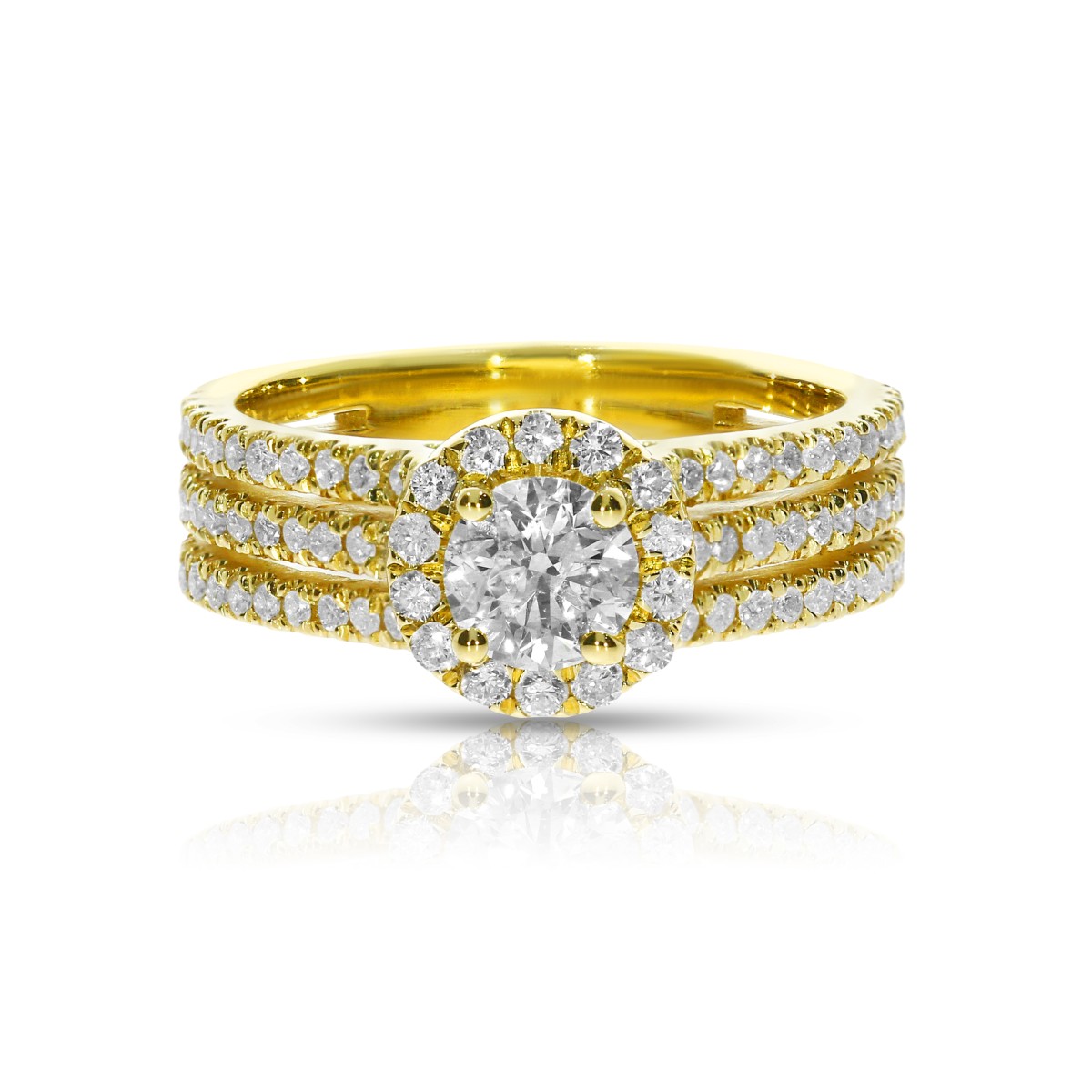 1 Carat Diamond Halo Ring Attraction Stripes