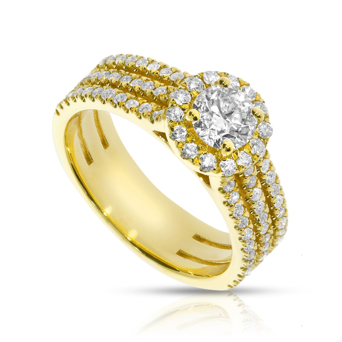 1 Carat Diamond Halo Ring Attraction Stripes