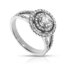 1.40 Carat Diamond Vintage Halo Ring Amazing Sunshine