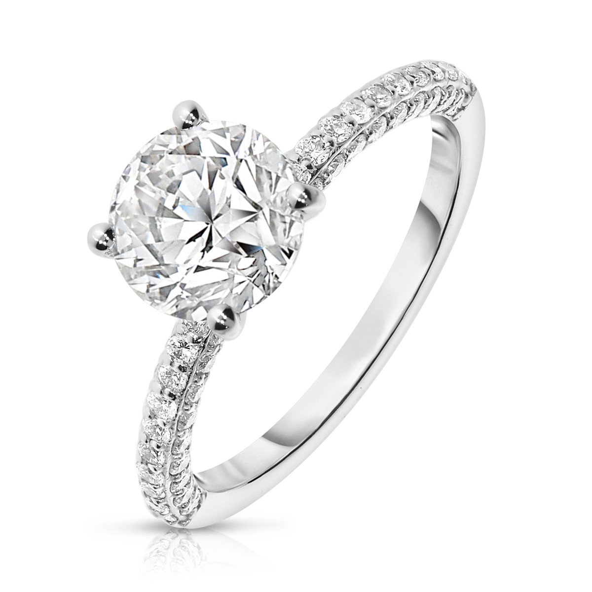 2.50 Carat Diamond Sidestone Ring Camellia